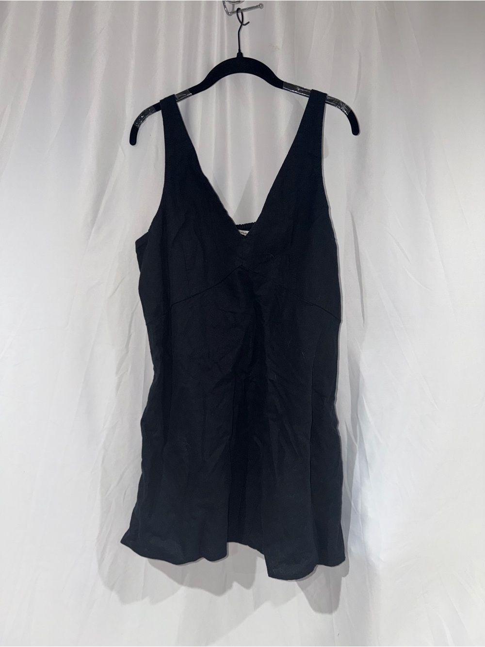 Abercrombie & Fitch Dress Linen Blend Black V-Neck Sleeveless Mini Dress